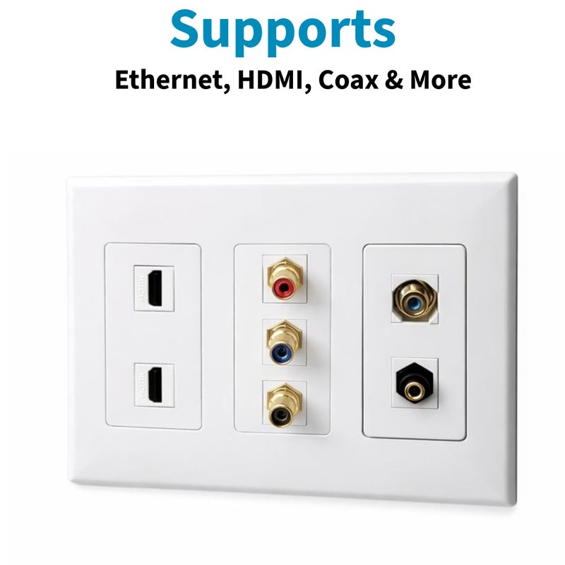 SATMAXIMUM 10 Pack Keystone Wall Plate 1 Port, White Decorator Insert Cover for Ethernet, HDMI, Coax, Cat6 Cat5, RJ45, Home & Office Installations - Image 3